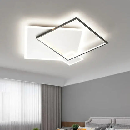 Modern black gold led geometric chandelier for living room