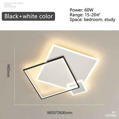 Modern black gold led geometric chandelier for living room