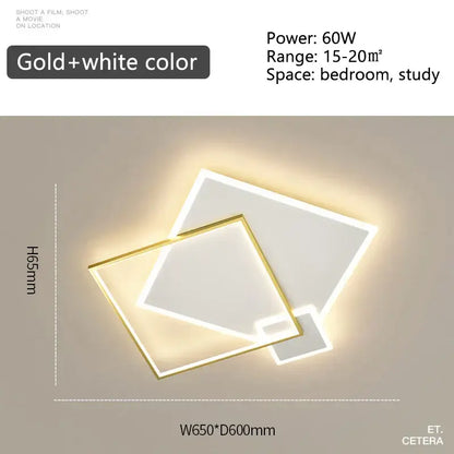 Modern black gold led geometric chandelier for living room