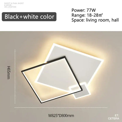 Modern black gold led geometric chandelier for living room