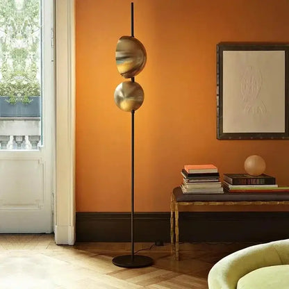 Modern black & gold led floor lamp living room double shade light