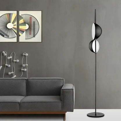 Modern black & gold led floor lamp living room double shade light