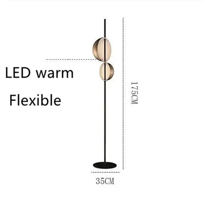 Modern black & gold led floor lamp living room double shade light