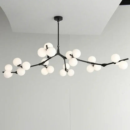 Black gold glass ball branch chandelier for living room