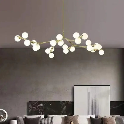 Black gold glass ball branch chandelier for living room