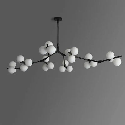 Black gold glass ball branch chandelier for living room
