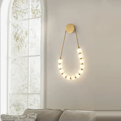 Modern black gold led necklace wall lamp for bedroom