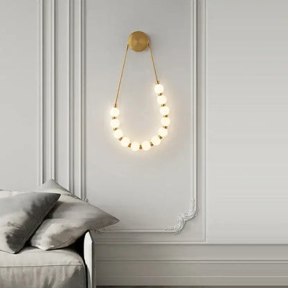Modern black gold led necklace wall lamp for bedroom