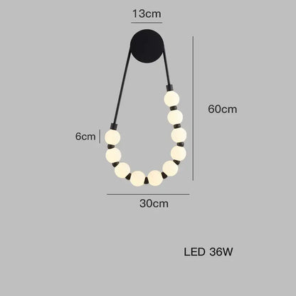 Modern black gold led necklace wall lamp for bedroom