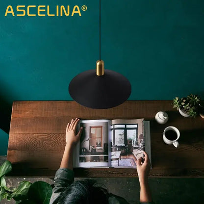 Modern black & gold led pendant lights dining room conical decor
