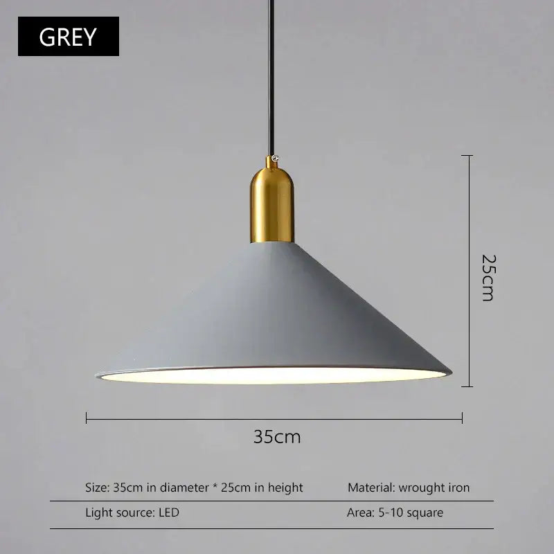 Modern black & gold led pendant lights dining room conical decor