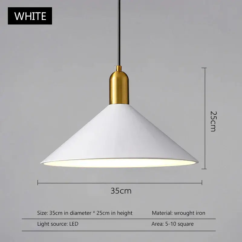 Modern black & gold led pendant lights dining room conical decor