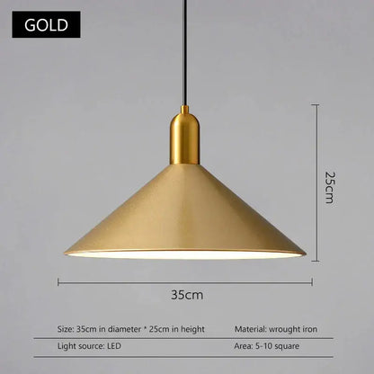 Modern black & gold led pendant lights dining room conical decor
