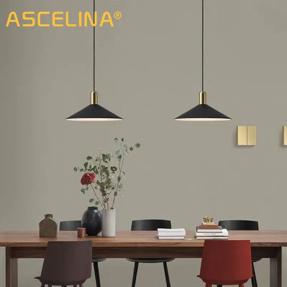 Modern black & gold led pendant lights dining room conical decor