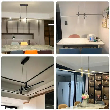 Modern black & gold led pendant lights dining room chandelier