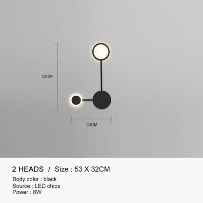 Molecular black & gold led wall lamp for bedroom living room