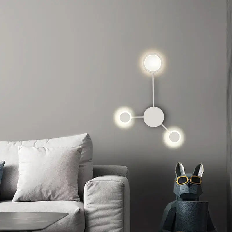 Molecular black & gold led wall lamp for bedroom living room