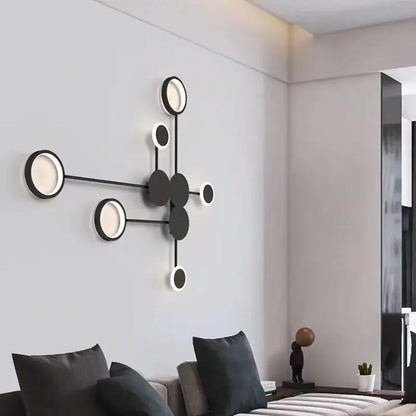 Molecular black & gold led wall lamp for bedroom living room