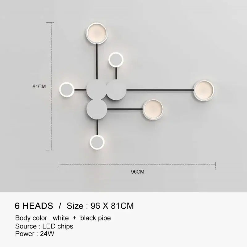 Molecular black & gold led wall lamp for bedroom living room