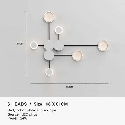 Molecular black & gold led wall lamp for bedroom living room