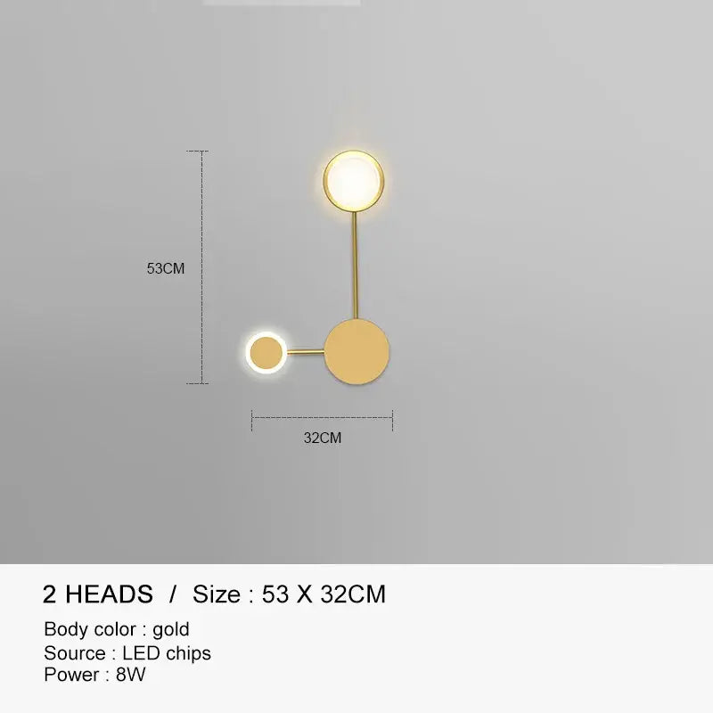 Molecular black & gold led wall lamp for bedroom living room
