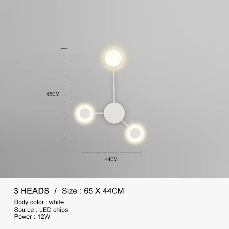 Molecular black & gold led wall lamp for bedroom living room