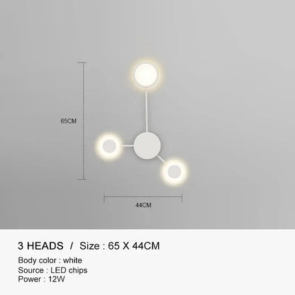 Molecular black & gold led wall lamp for bedroom living room