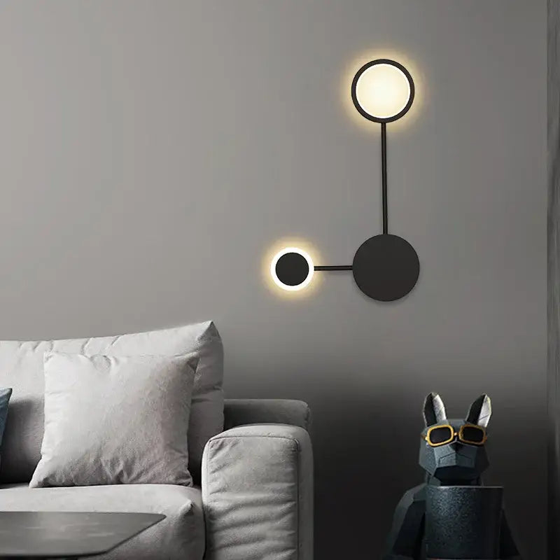 Molecular black & gold led wall lamp for bedroom living room