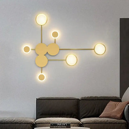 Molecular black & gold led wall lamp for bedroom living room