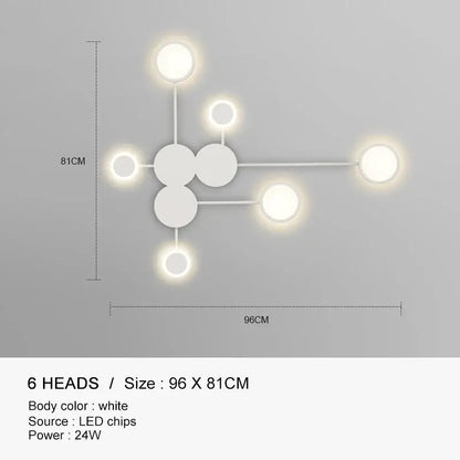 Molecular black & gold led wall lamp for bedroom living room