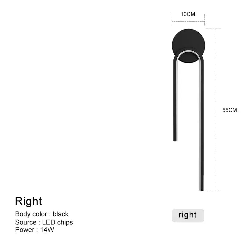 Modern minimalist black & gold led wall lamp for living room