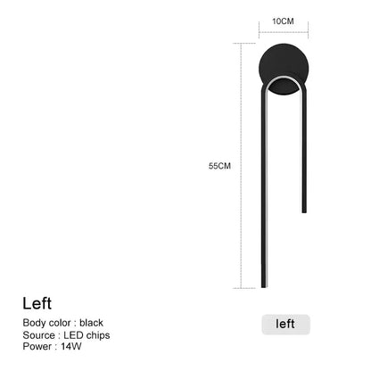 Modern minimalist black & gold led wall lamp for living room