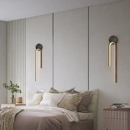 Modern minimalist black & gold led wall lamp for living room