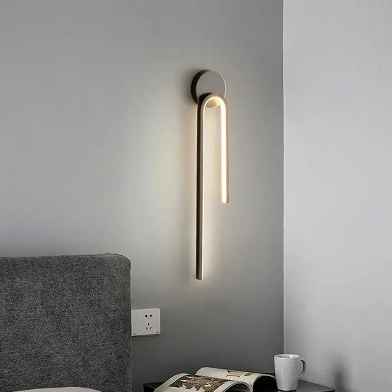 Modern minimalist black & gold led wall lamp for living room