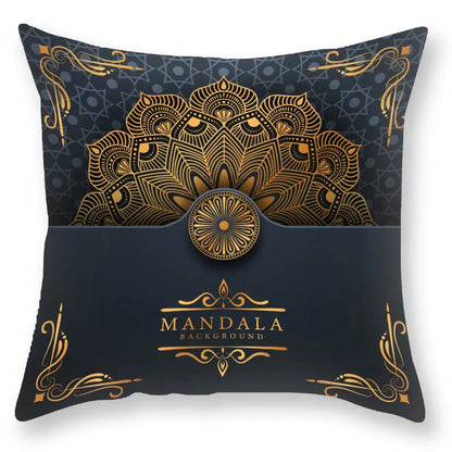 Luxury black gold mandala throw pillowcase bedroom decor