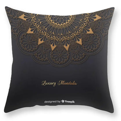 Luxury black gold mandala throw pillowcase bedroom decor