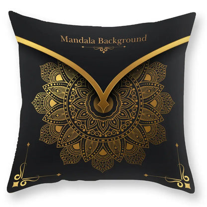 Luxury black gold mandala throw pillowcase bedroom decor