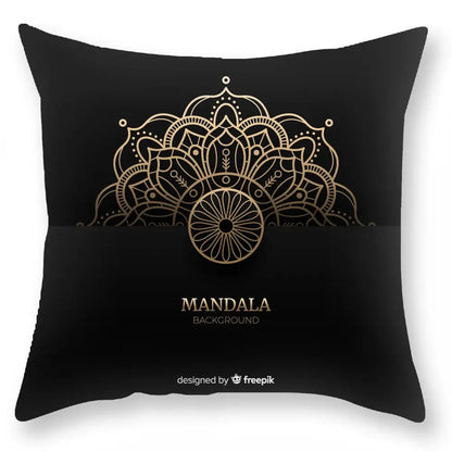 Luxury black gold mandala throw pillowcase bedroom decor