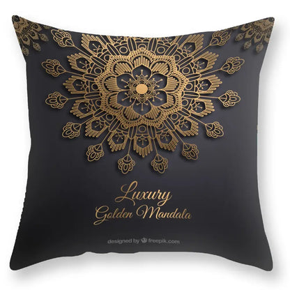 Luxury black gold mandala throw pillowcase bedroom decor
