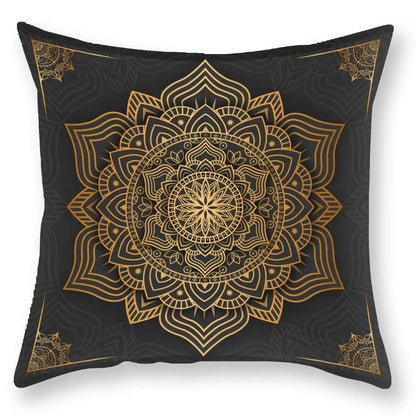 Luxury black gold mandala throw pillowcase bedroom decor
