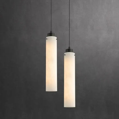 Modern black gold marble cylinder pendant light kitchen fixture