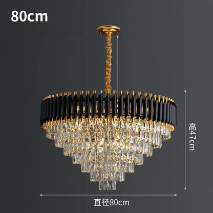 Modern black & gold metal led chandelier dining room crystal lamp