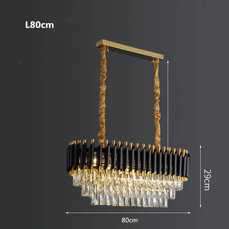 Modern black & gold metal led chandelier dining room crystal lamp