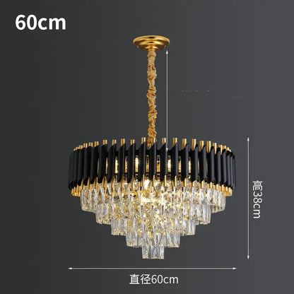 Modern black & gold metal led chandelier dining room crystal lamp