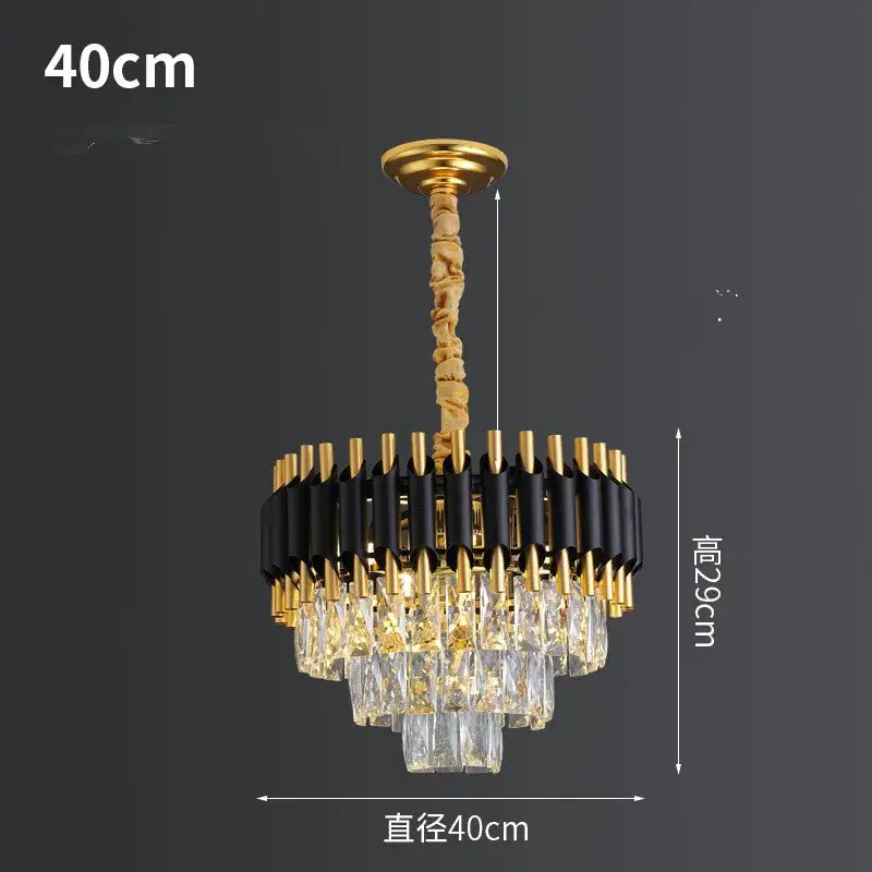 Modern black & gold metal led chandelier dining room crystal lamp