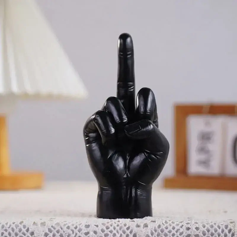 Modern black gold middle finger sculpture living room decor figurine