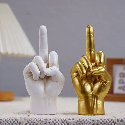Modern black gold middle finger sculpture living room decor figurine