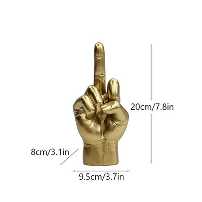 Modern black gold middle finger sculpture living room decor figurine