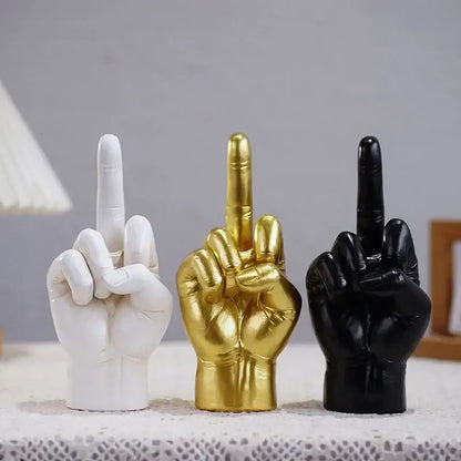 Modern black gold middle finger sculpture living room decor figurine