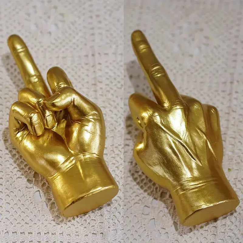 Modern black gold middle finger sculpture living room decor figurine
